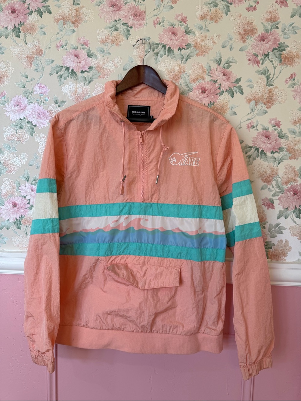 Pink Dolphin Peach Pullover Jacket with White Trim